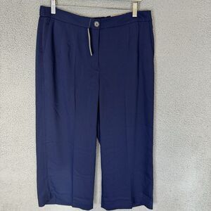 Chicos‎ Pants Womens 14 (2.5) Blue Soft Texture Wide Straight Crop Pockets NWT